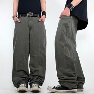 Vintage y2k baggy wide leg faded grey military grunge skater archive jeans